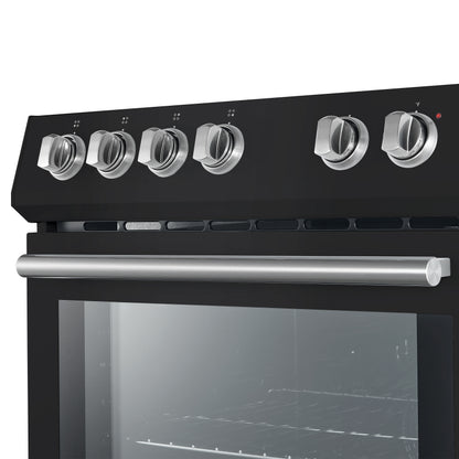 Ensemble de cuisine 3 pièces FORNO Premium : cuisinière Leonardo Espresso noire de 30 po, hotte noire de 30 po, réfrigérateur noir de 31 po – FBDL-001-02CA