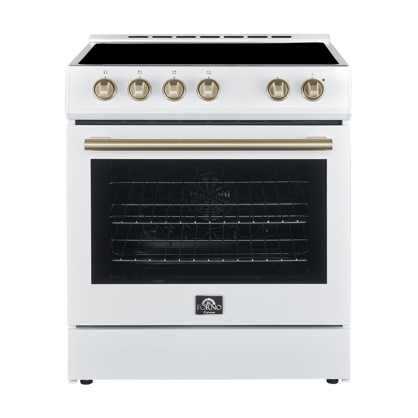 Ensemble de cuisine haut de gamme FORNO 3 pièces : cuisinière Leonardo Espresso blanche de 30 po, hotte blanche de 30 po, réfrigérateur blanc de 31 po – FBDL-001-03CA