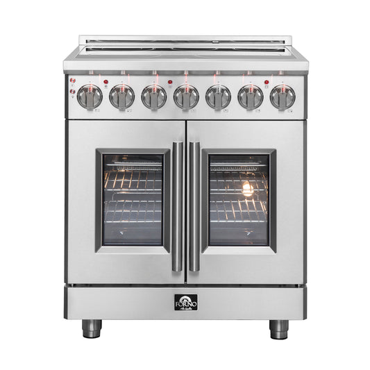 Cocina eléctrica independiente Forno Massimo de 30 pulgadas con puerta francesa y horno de convección real