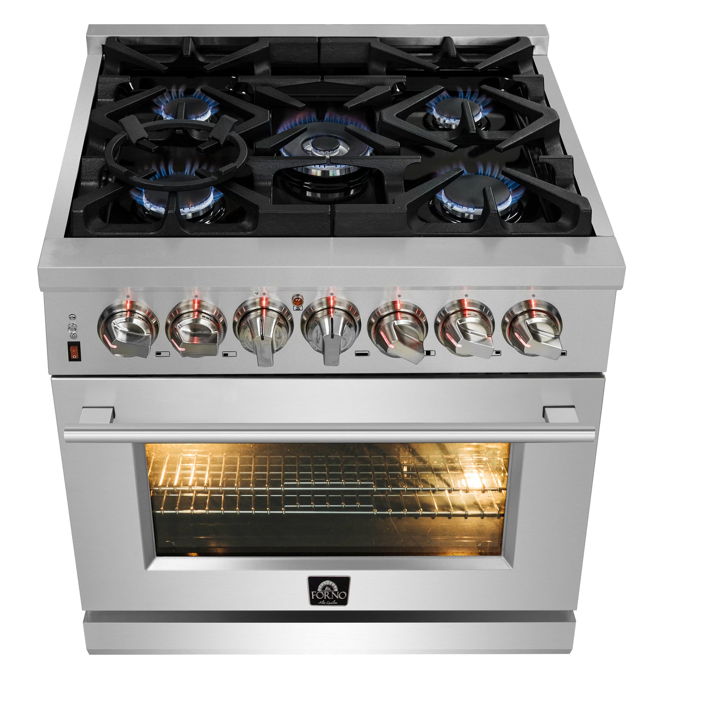 Cuisinière bi-énergie autonome Forno Massimo de 30 pouces, 4 brûleurs, fours à double convection
