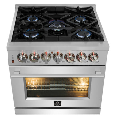 Cuisinière bi-énergie autonome Forno Massimo de 30 pouces, 4 brûleurs, fours à double convection