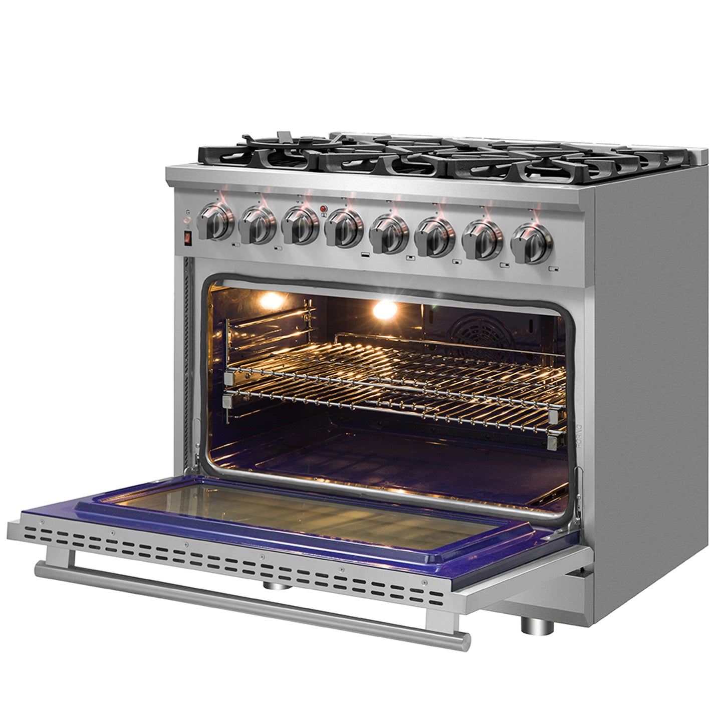 Cuisinière bi-énergie autonome Forno Massimo de 36 pouces, 6 brûleurs, fours à double convection
