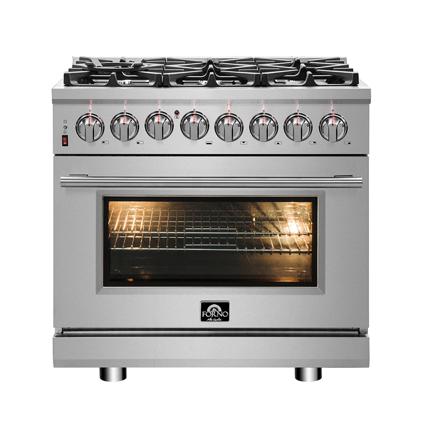 Cuisinière bi-énergie autonome Forno Massimo de 36 pouces, 6 brûleurs, fours à double convection