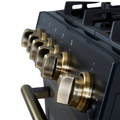 Cocina a gas Forno Leonardo Espresso de 30 pulgadas, color negro, 5 quemadores, 39 500 BTU, horno de convección de 5 pies cúbicos