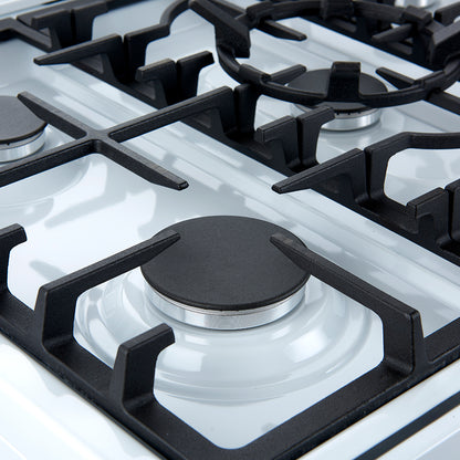 Cocina a gas blanca Forno Leonardo Espresso de 30 pulgadas, 5 quemadores, 39,500 BTU, horno de convección de 5 pies cúbicos