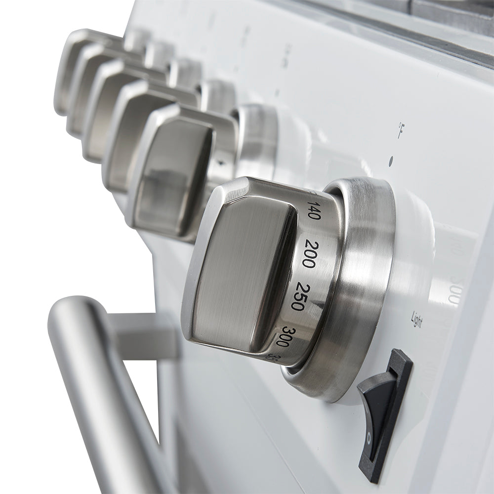 Cocina a gas blanca Forno Leonardo Espresso de 30 pulgadas, 5 quemadores, 39,500 BTU, horno de convección de 5 pies cúbicos