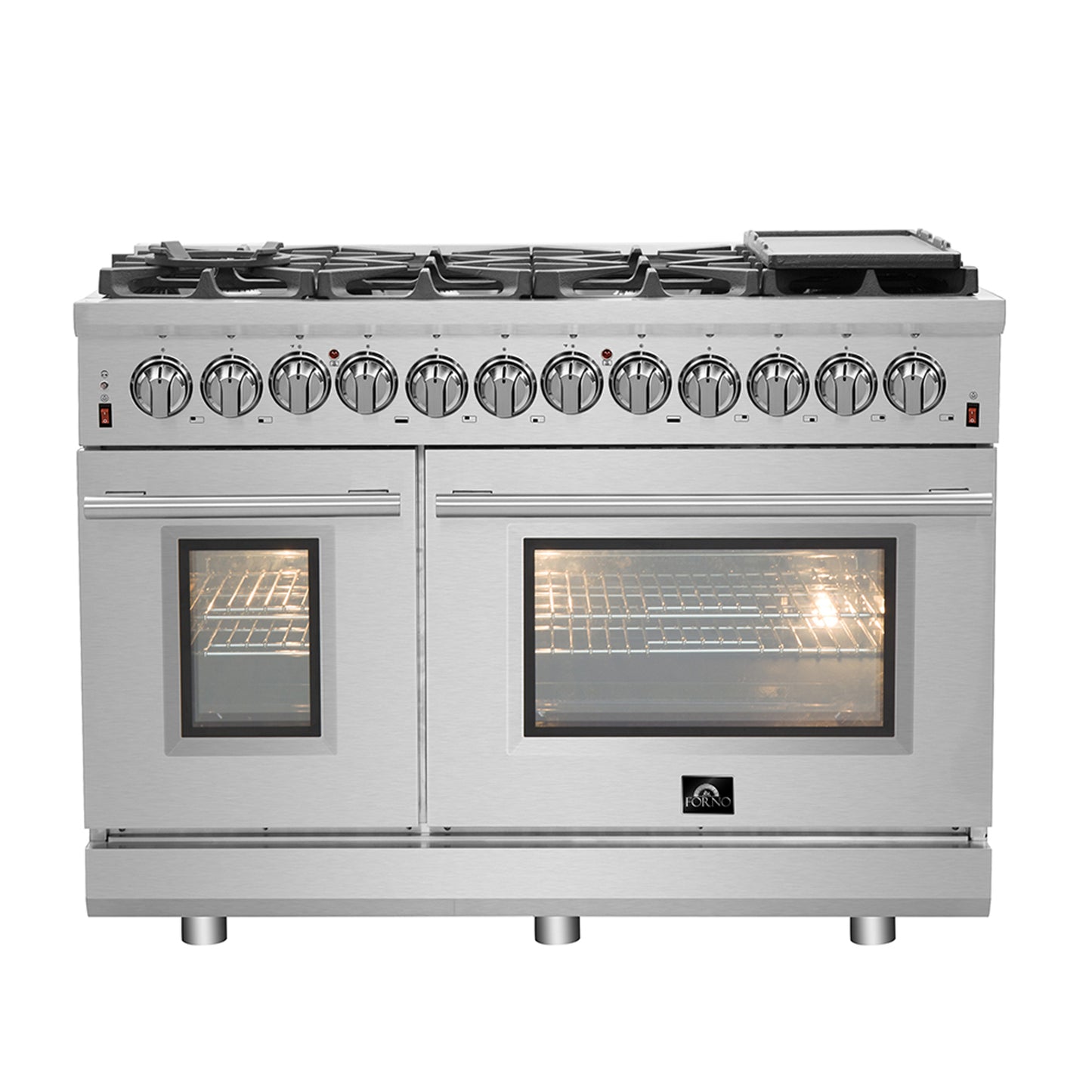 Cocina independiente de combustible dual Forno Massimo de 48 pulgadas, 8 quemadores y horno de convección doble