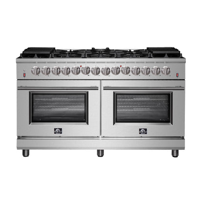 Cocina independiente de combustible dual Forno Massimo de 60 pulgadas, 10 quemadores y horno de convección doble
