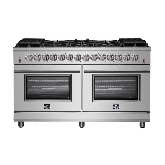 Cocina independiente de combustible dual Forno Massimo de 60 pulgadas, 10 quemadores y horno de convección doble