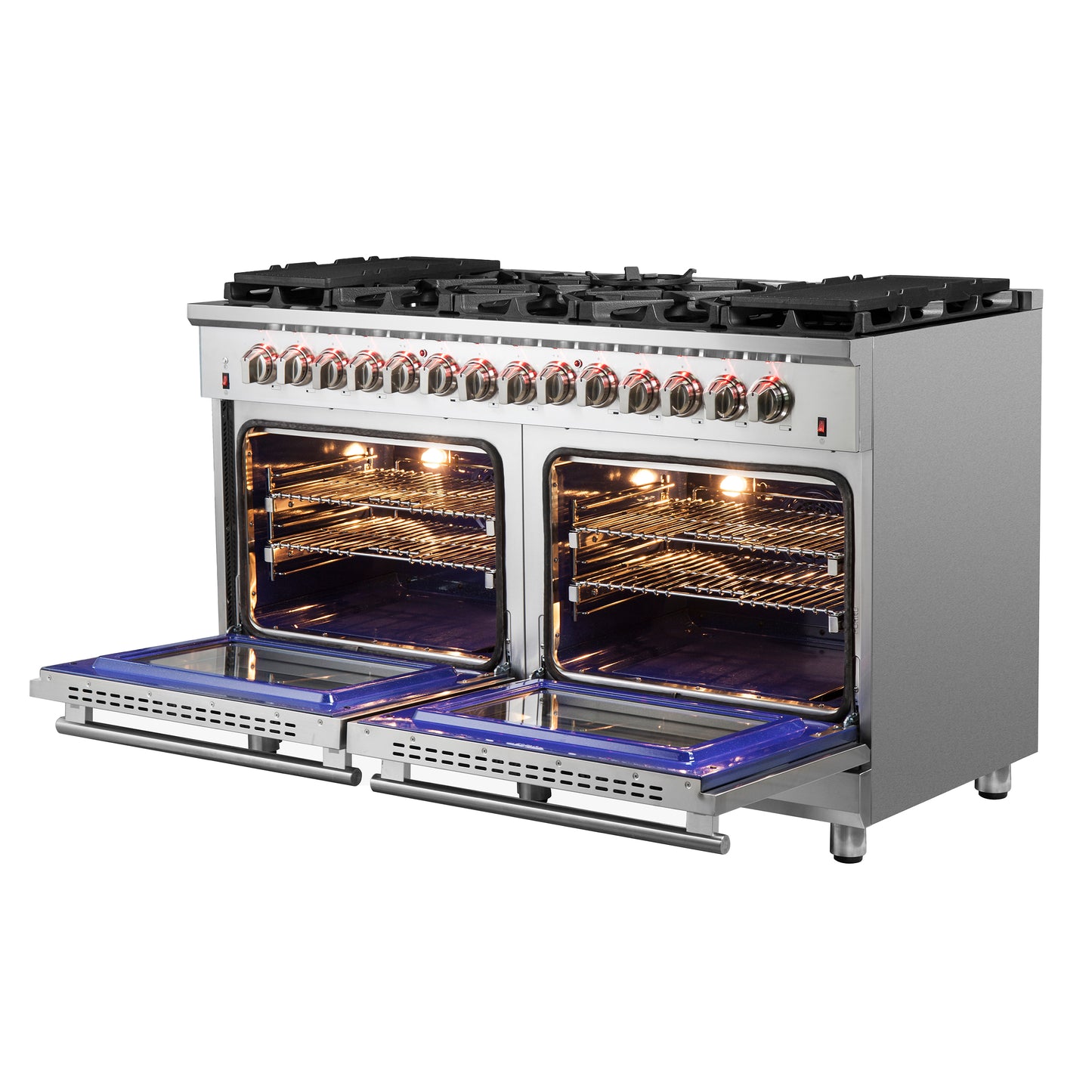 Cocina independiente de combustible dual Forno Massimo de 60 pulgadas, 10 quemadores y horno de convección doble