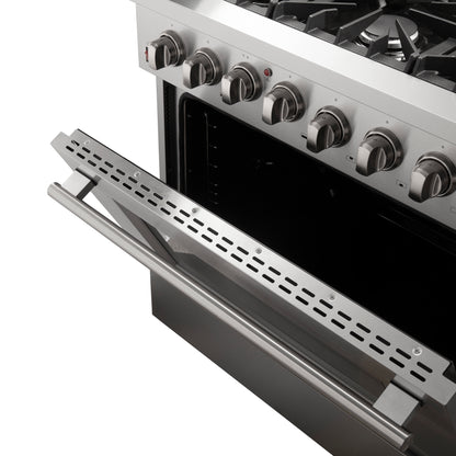Ensemble de cuisine haut de gamme FORNO 3 pièces : cuisinière bi-énergie Galiano 36 po, réfrigérateur à portes françaises 36 po, lave-vaisselle encastrable 24 po - FBDL-004-02CAUS