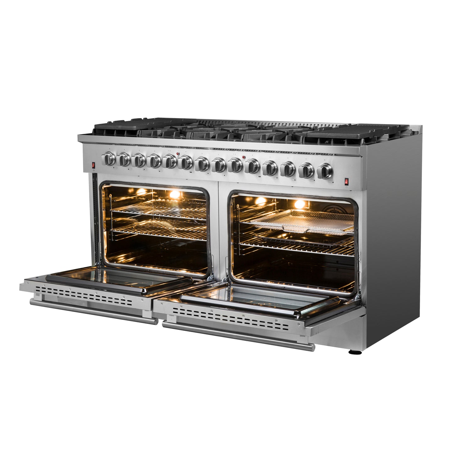 Cocina independiente de combustible dual Forno Galiano de 60 pulgadas, 10 quemadores y horno de convección doble