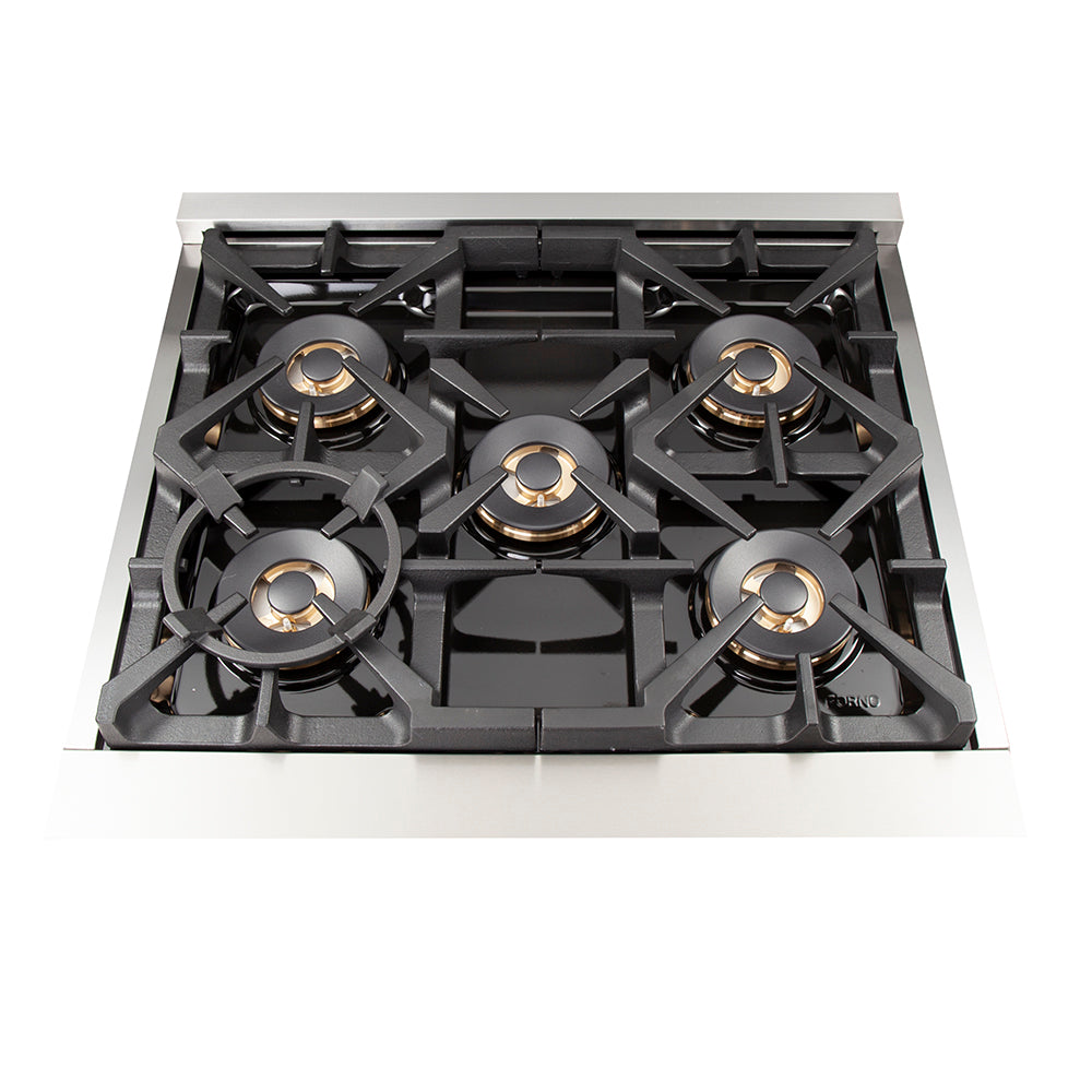 Cuisinière bi-énergie autonome Forno Capriasca de 30 pouces, 4 brûleurs, four à convection véritable
