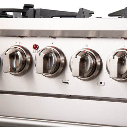 Cuisinière bi-énergie autonome Forno Capriasca de 30 pouces, 4 brûleurs, four à convection véritable