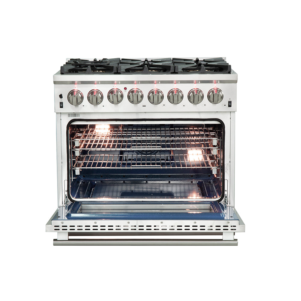 Forno Capriasca 36-Inch Freestanding Dual Fuel Range, 6 Burners