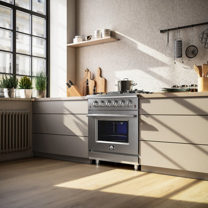 Cocina a gas independiente Forno Massimo de 30 pulgadas, 4 quemadores y horno de convección real