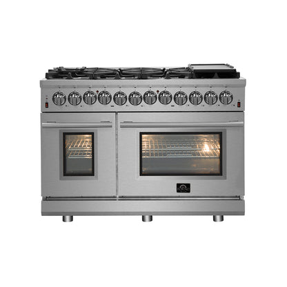 Cuisinière à gaz autonome Forno Massimo de 48 pouces, 8 brûleurs, four à convection véritable