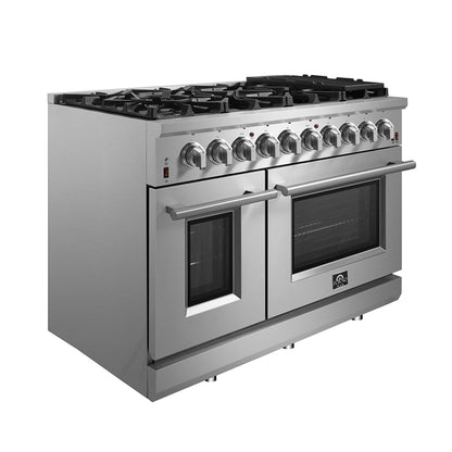 Cuisinière à gaz autonome Forno Massimo de 48 pouces, 8 brûleurs, four à convection véritable