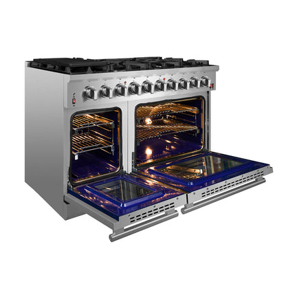 Cuisinière à gaz autonome Forno Massimo de 48 pouces, 8 brûleurs, four à convection véritable