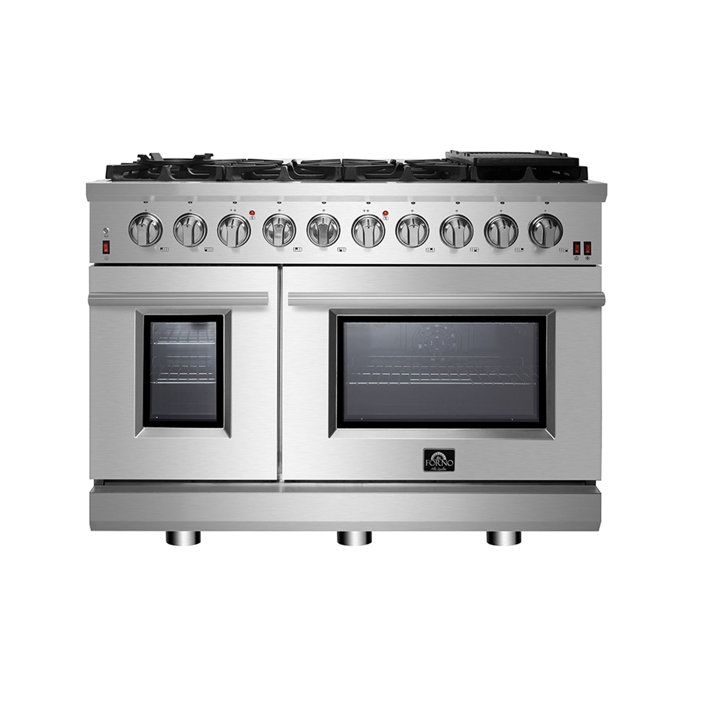 Cuisinière à gaz autonome Forno Massimo de 48 pouces, 8 brûleurs, four à convection véritable