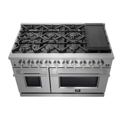 Cuisinière à gaz autonome Forno Massimo de 48 pouces, 8 brûleurs, four à convection véritable