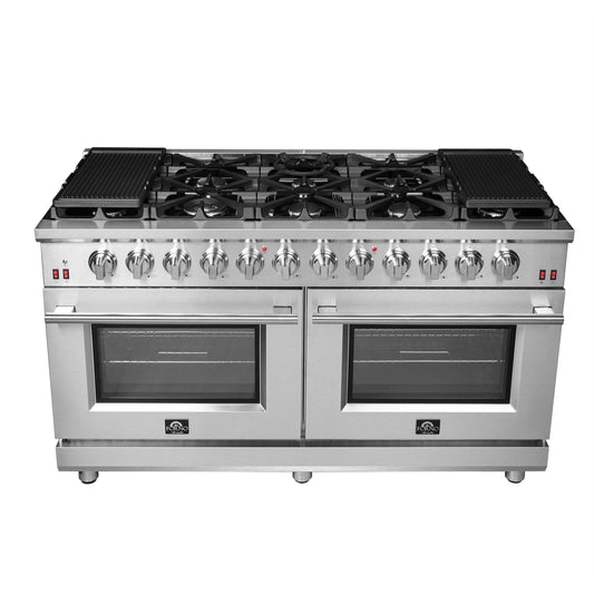 Cuisinière à gaz autonome Forno Massimo de 60 pouces, 10 brûleurs, four à convection véritable