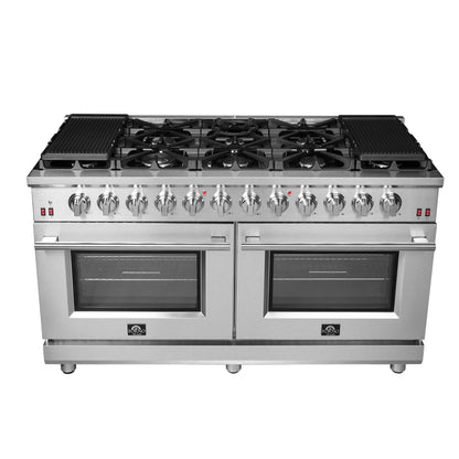 Cuisinière à gaz autonome Forno Massimo de 60 pouces, 10 brûleurs, four à convection véritable