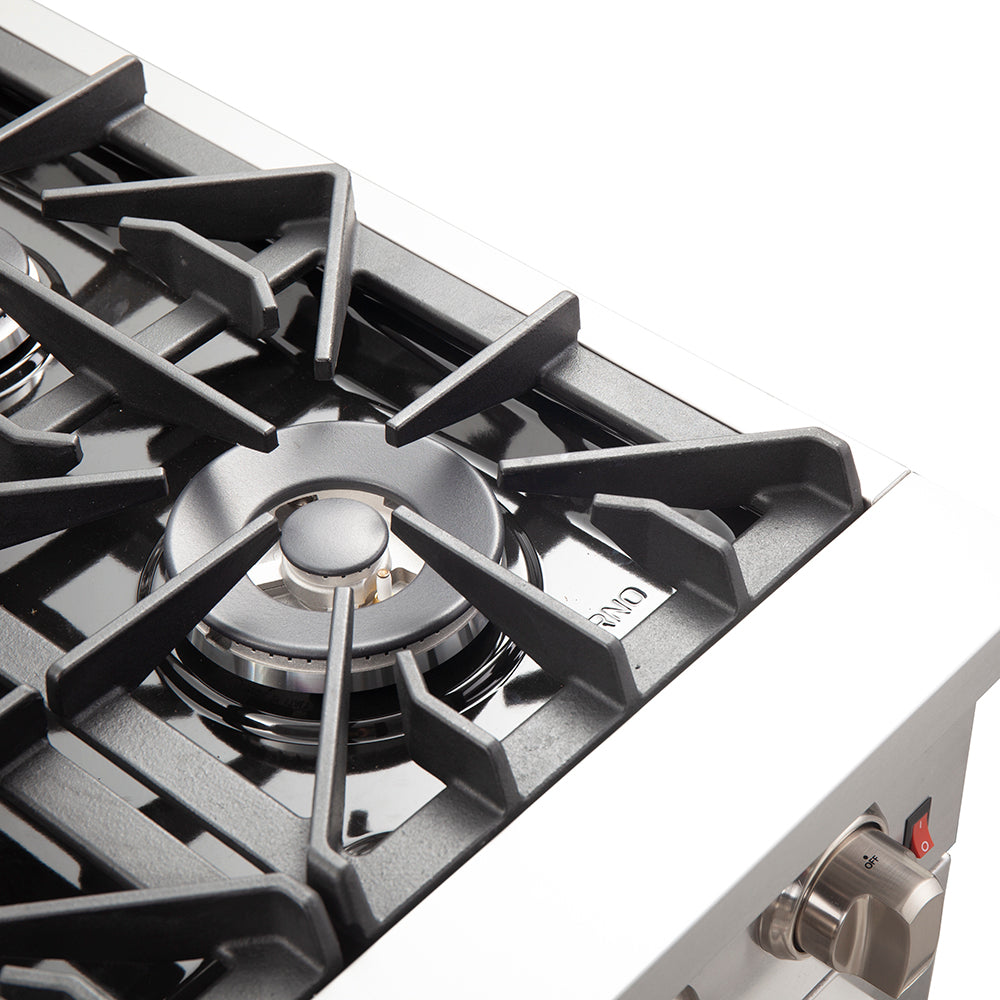 Cocina a gas independiente Forno Galiano de 36 pulgadas, acero inoxidable, 6 quemadores, de bajo consumo