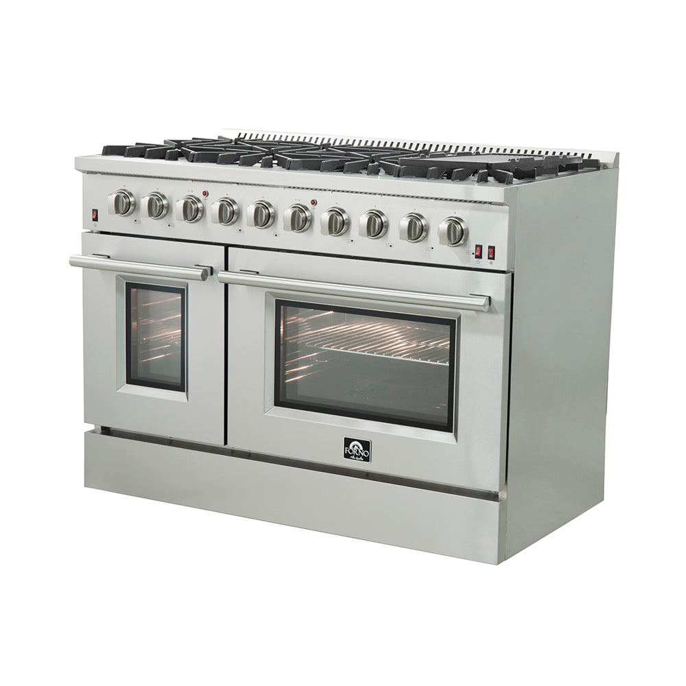 Conjunto de cocina premium de 2 piezas FORNO: cocina de gas Galiano de 48", refrigerador de dos puertas verticales de 60" - FBDL-005-01CAUS