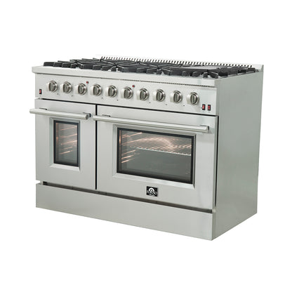 Conjunto de cocina premium de 2 piezas FORNO: cocina de gas Galiano de 48", refrigerador de dos puertas verticales de 60" - FBDL-005-01CAUS