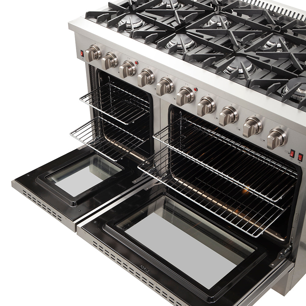 Forno Galiano 48-Inch Freestanding Gas Range, Stainless Steel, 8