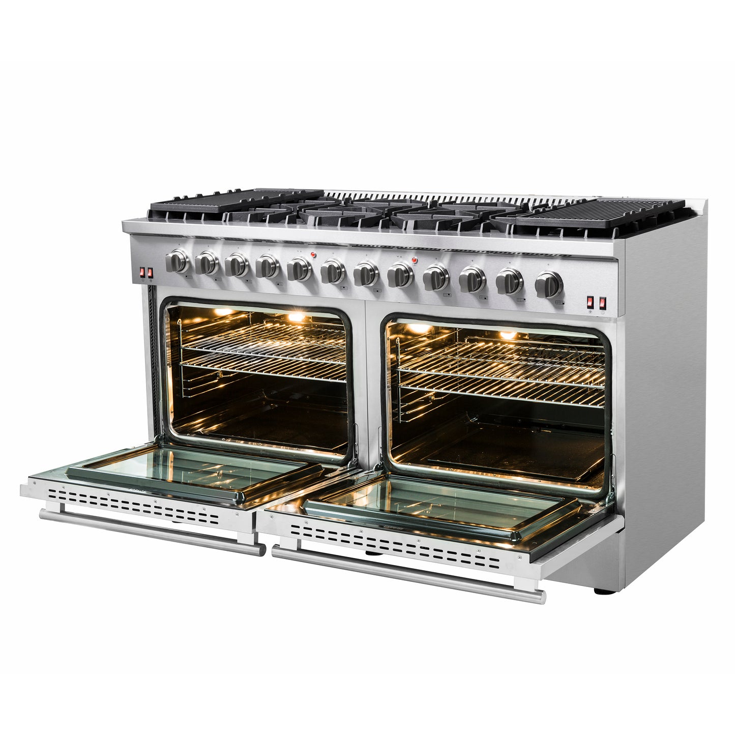 Cuisinière à gaz autonome Forno Galiano de 60 pouces, 10 brûleurs, fours doubles, plaque de cuisson, écoénergétique