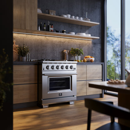 Cocina a gas independiente Forno Capriasca de 30 pulgadas, 4 quemadores y horno de convección real