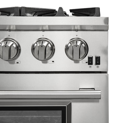 Cocina a gas Forno Capriasca de 36 pulgadas, acero inoxidable, 6 quemadores de latón, 120,000 BTU, horno de convección, eficiencia energética