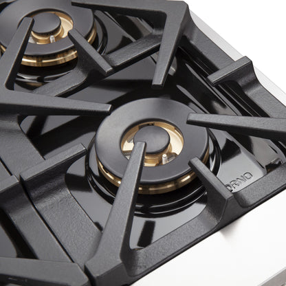 Cuisinière à gaz FORNO Capriasca de 48 pouces, acier inoxydable, 8 brûleurs en laiton, 160 000 BTU, four double de 6,58 pi³