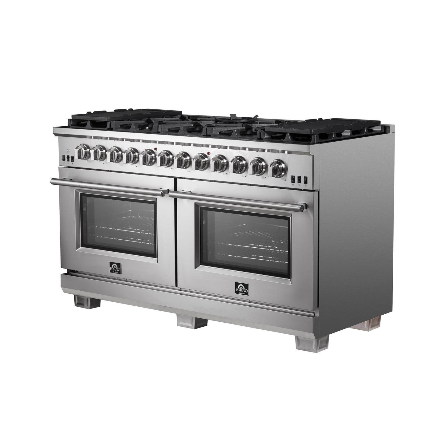 Cuisinière à gaz autonome Forno Capriasca de 60 pouces, 10 brûleurs, four à convection véritable