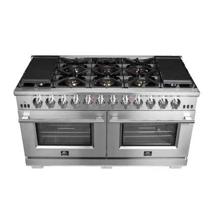 Cuisinière à gaz autonome Forno Capriasca de 60 pouces, 10 brûleurs, four à convection véritable