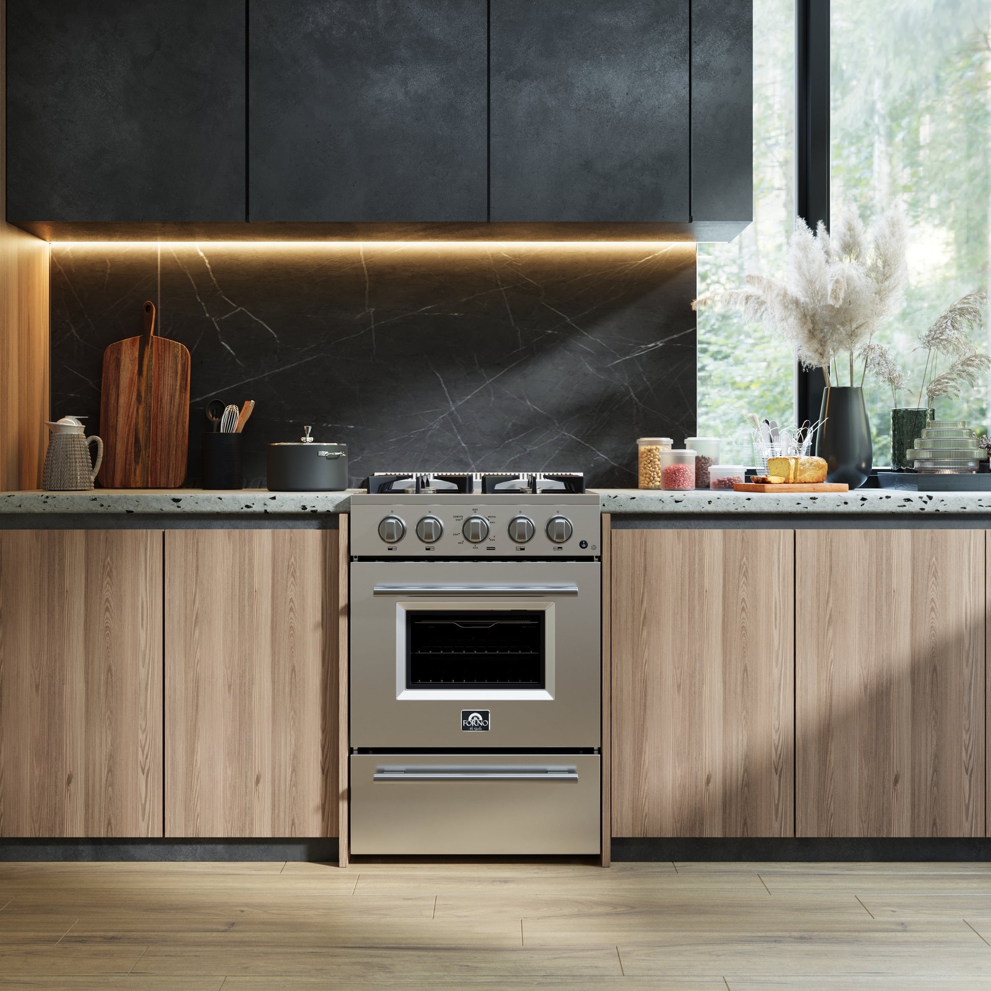 Forno Breno 24-Inch Freestanding Gas Range, Compact Design, Energy Efficient - Forno Appliances