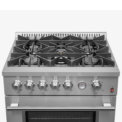 Ensemble de cuisine haut de gamme FORNO 2 pièces : cuisinière à gaz Giovanni 30 po en acier inoxydable, réfrigérateur à portes françaises Forno Gallipoli 30 po avec congélateur inférieur, capacité de 17,5 pi³ - FBDL-020-01-CAUS