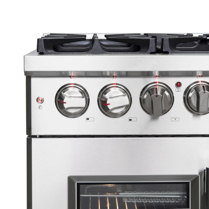Cuisinière bi-énergie autonome Forno Massimo de 36 pouces avec portes françaises, 6 brûleurs et four à convection véritable