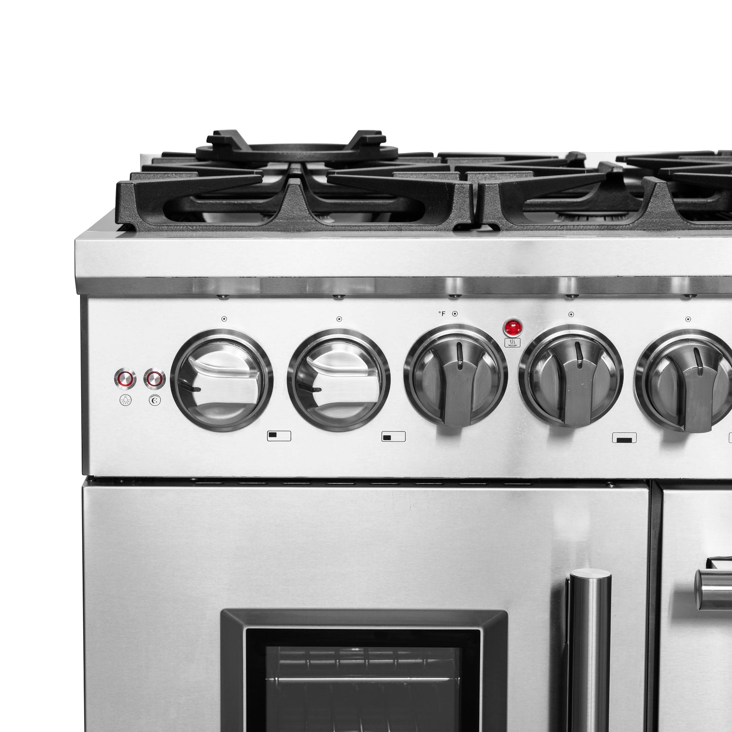 Cocina independiente Forno Massimo de 48 pulgadas con puerta francesa, doble combustible, 8 quemadores y horno de convección real