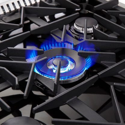 Cocina de doble combustible Forno Galiano de 30 pulgadas con puerta francesa, totalmente de acero inoxidable, 5 quemadores sellados, 68,000 BTU, 4.32 pies cúbicos, horno de convección real