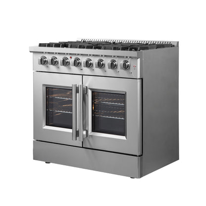 Cocina independiente de combustible dual con puerta francesa de 36" Forno Galiano