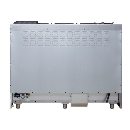 Cocina de doble combustible FORNO Galiano de 48 pulgadas con puerta francesa, totalmente de acero inoxidable, 8 quemadores sellados, 107,000 BTU, plancha, hornos dobles de 6.58 pies cúbicos