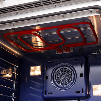 Cocina independiente Forno Capriasca de 30 pulgadas con puerta francesa, doble combustible, 4 quemadores y horno de convección real