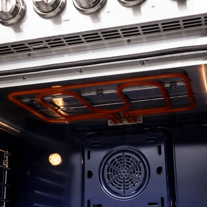 Cocina independiente Forno Capriasca de 36 pulgadas con puerta francesa, doble combustible, 6 quemadores y horno de convección real