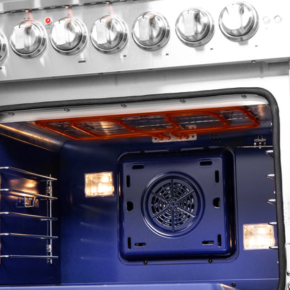 Cocina independiente de 48 pulgadas con puerta francesa y doble combustible, Forno Capriasca, 8 quemadores y horno de convección real