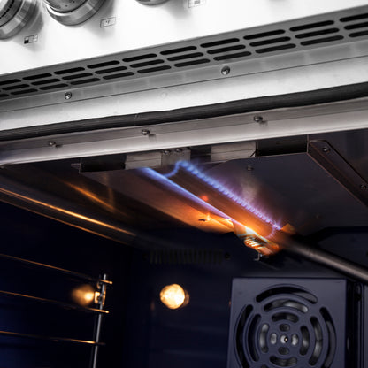 Cuisinière à gaz autonome à portes françaises Forno Massimo de 30 pouces, 4 brûleurs, four à convection, écoénergétique