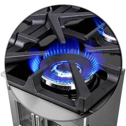 Cocina a gas independiente Forno Massimo de 36 pulgadas con puerta francesa, 6 quemadores, horno de convección y eficiencia energética.