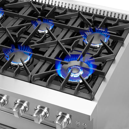 Cuisinière à gaz autonome à portes françaises Forno Galiano de 48 pouces, 8 brûleurs, plaque de cuisson, four à convection, écoénergétique